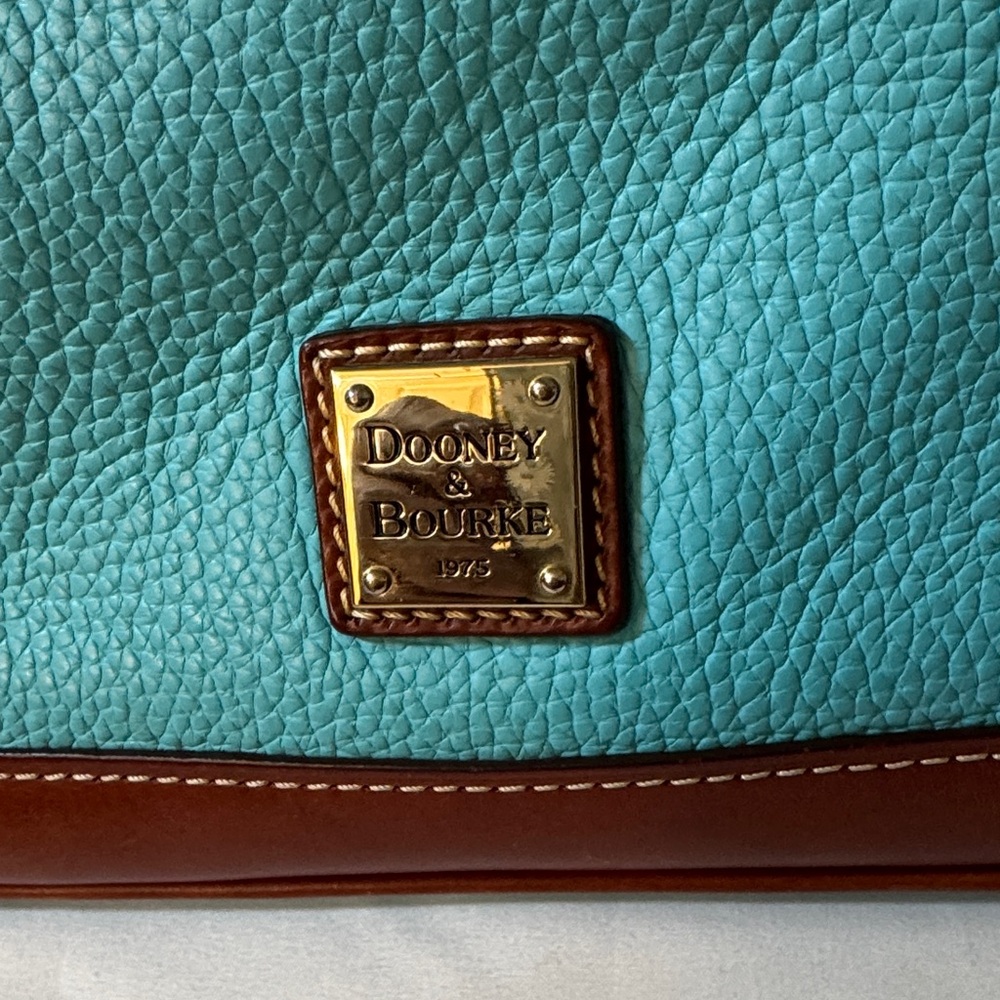 Dooney & Bourke Turquoise Pebbled Leather Zip Satchel Hand/ Shoulder Bag - Picture 2 of 10